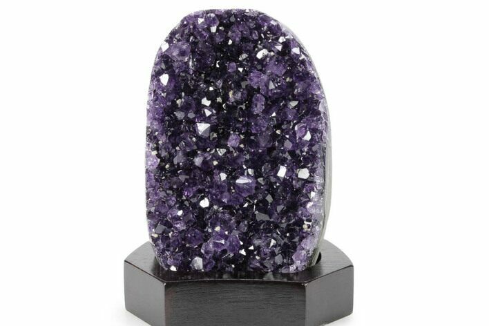 Deep Purple Amethyst Geode With Wood Base - Uruguay #360467